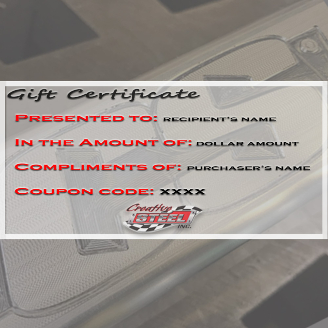 Creative Steel gift certificate